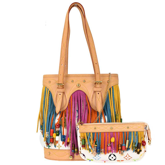 Louis Vuitton Monogram Multicolor Bucket Fringe Tote Bag M40109