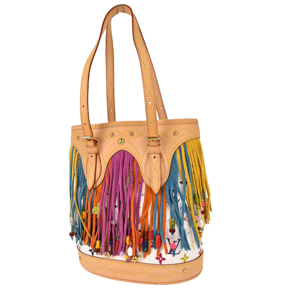 Louis Vuitton Monogram Multicolor Bucket Fringe Tote Bag M40109