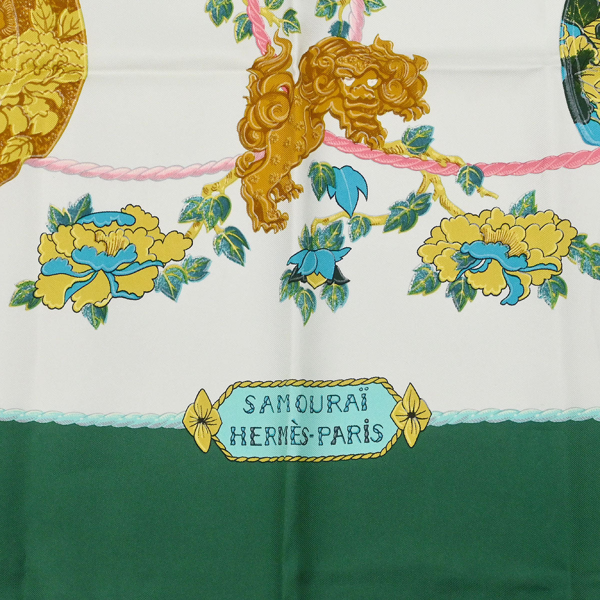 Hermes Scarf Carre 90 Samourai Green Small Good