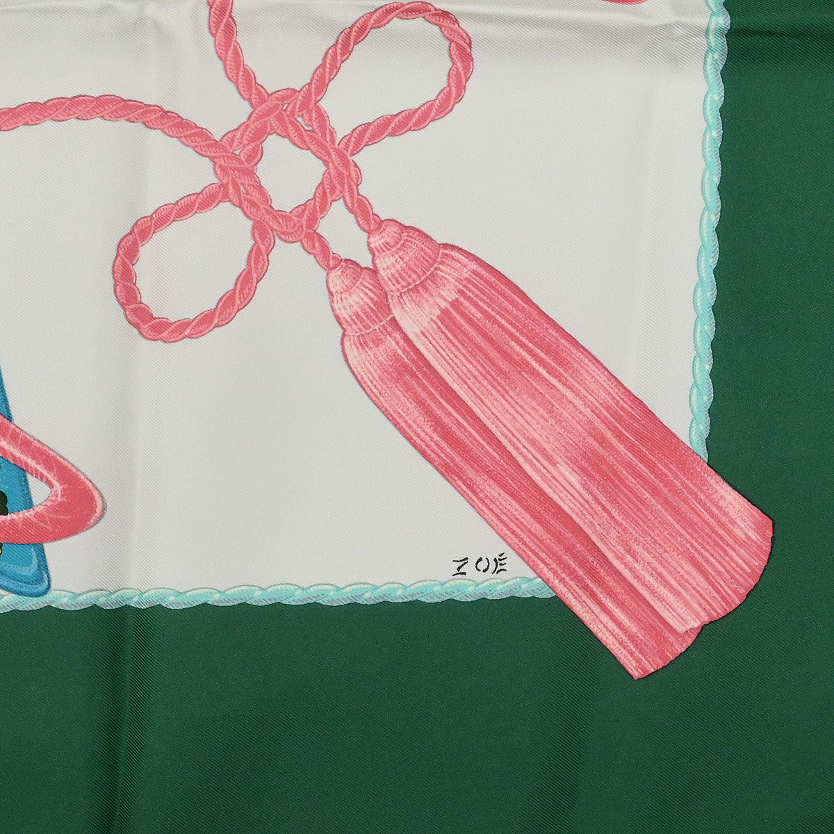 Hermes Scarf Carre 90 Samourai Green Small Good