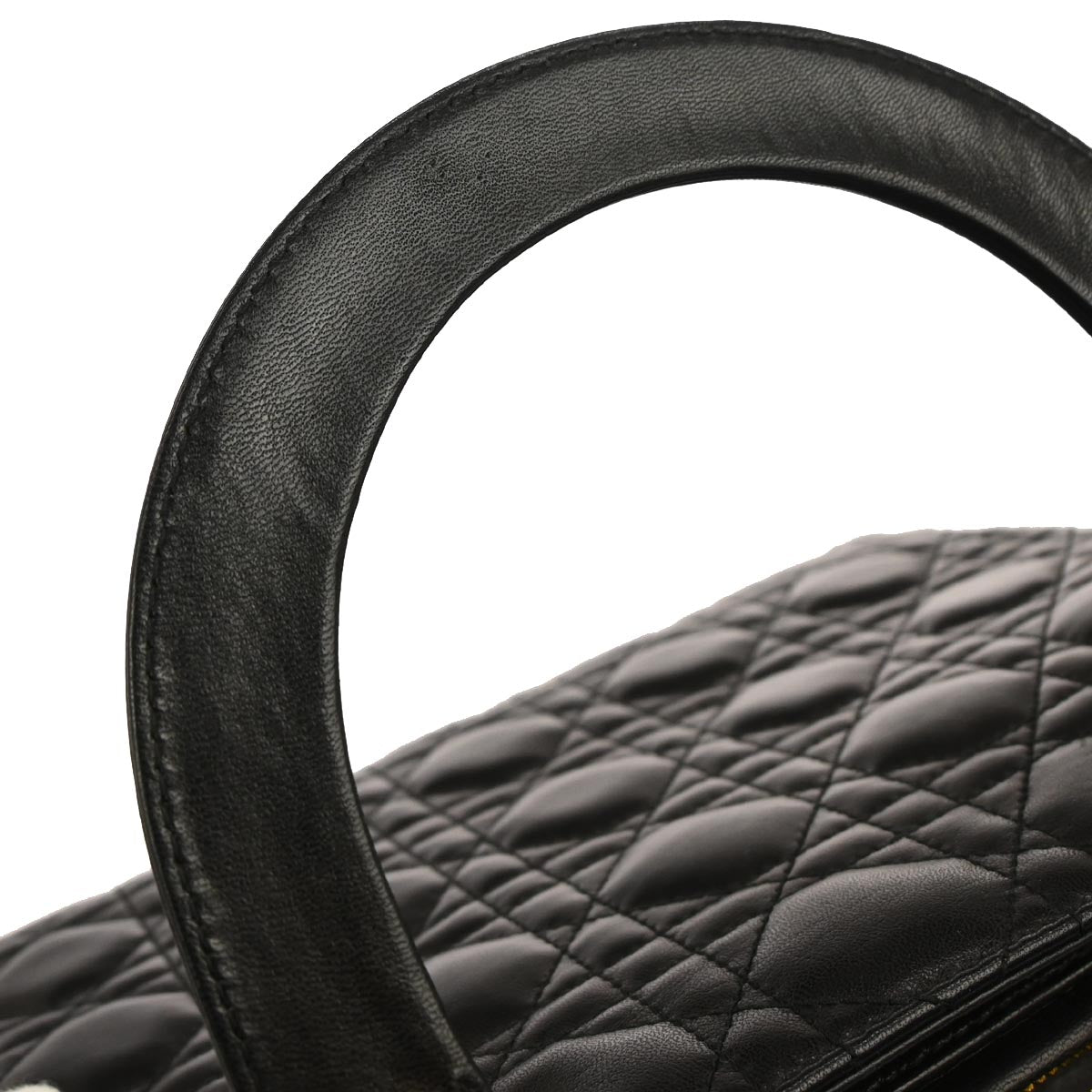 Christian Dior Black Lambskin Lady Dior Cannage 2way Shoulder Handbag