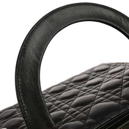Christian Dior Black Lambskin Lady Dior Cannage 2way Shoulder Handbag