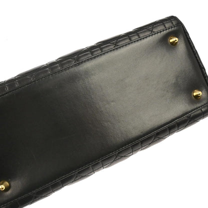 Christian Dior Black Lambskin Lady Dior Cannage 2way Shoulder Handbag