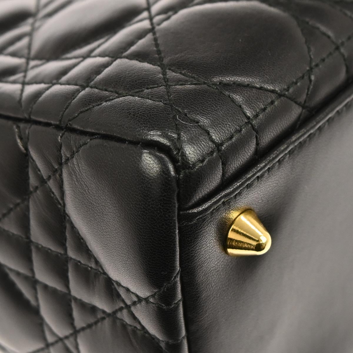 Christian Dior Black Lambskin Lady Dior Cannage 2way Shoulder Handbag