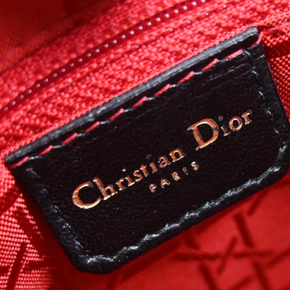 Christian Dior Black Lambskin Lady Dior Cannage 2way Shoulder Handbag