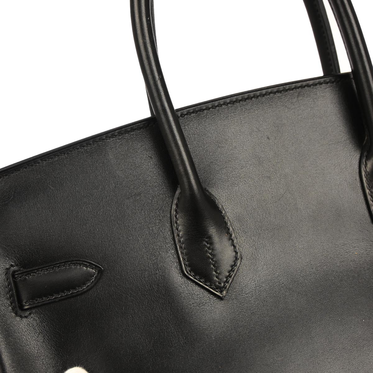 Hermes Black Box Calf Birkin 35 Handbag