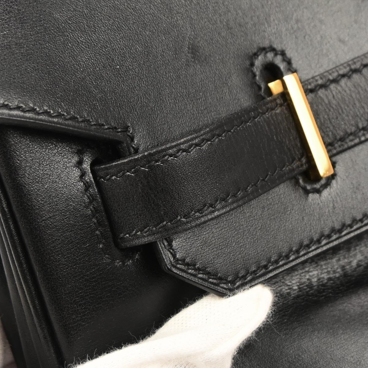 Hermes Black Box Calf Birkin 35 Handbag