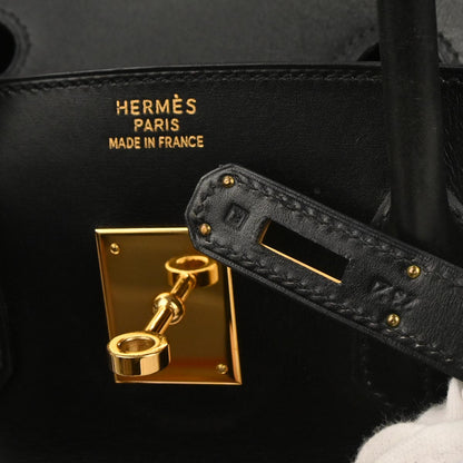 Hermes Black Box Calf Birkin 35 Handbag