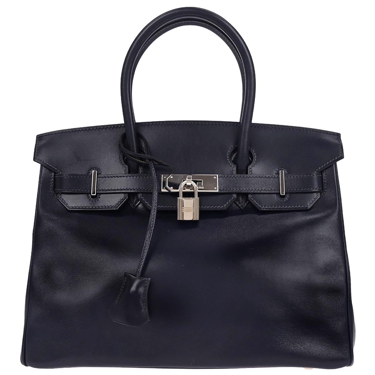 Hermes Blue Indigo Box Calf Birkin 30 Handbag