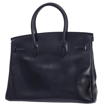 Hermes Blue Indigo Box Calf Birkin 30 Handbag