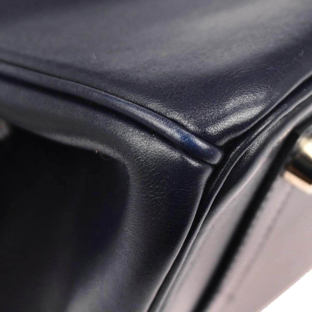 Hermes Blue Indigo Box Calf Birkin 30 Handbag