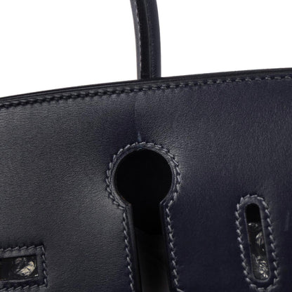 Hermes Blue Indigo Box Calf Birkin 30 Handbag