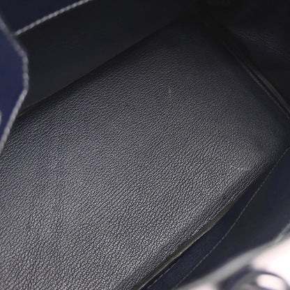 Hermes Blue Indigo Box Calf Birkin 30 Handbag