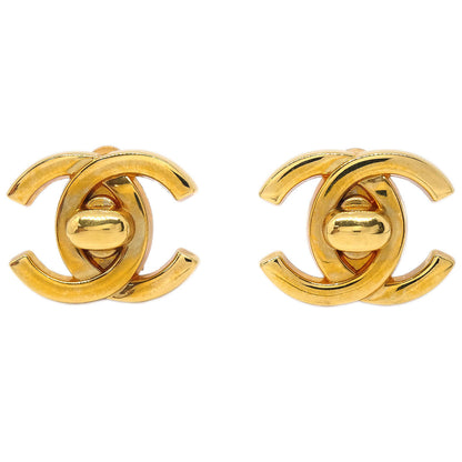 Chanel CC Turnlock Clip-On Earrings Gold Large 96A