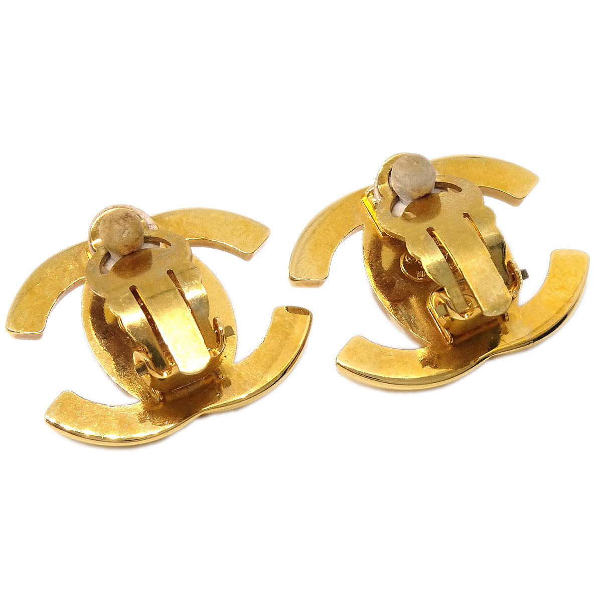 Chanel CC Turnlock Clip-On Earrings Gold Large 96A