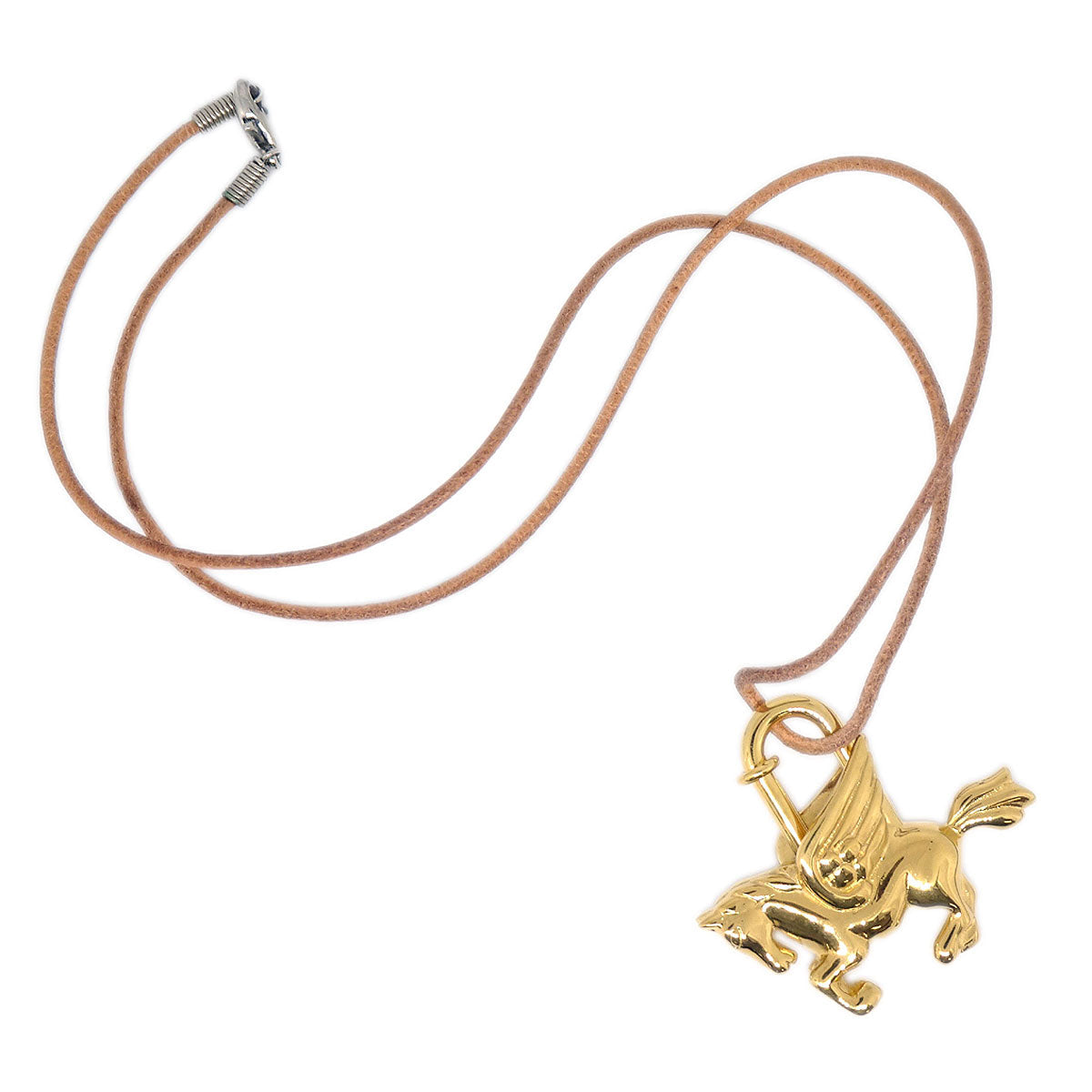 Hermes Le Cheval Pegasus Necklace Gold