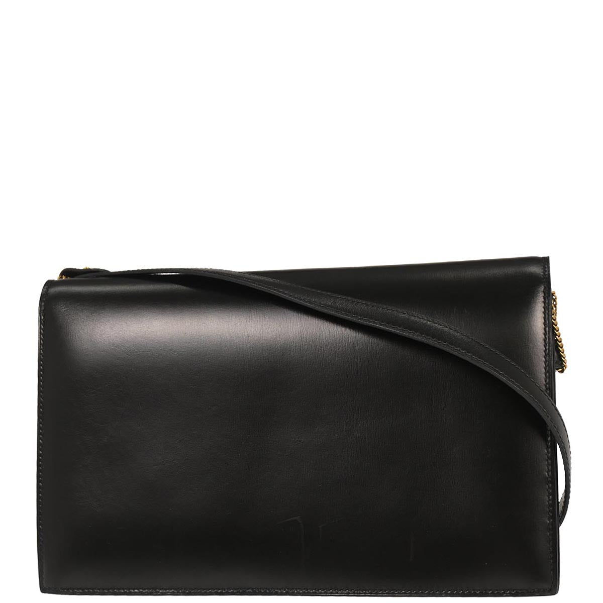 Hermes Black Box Calf Lydie Clutch Shoulder Bag