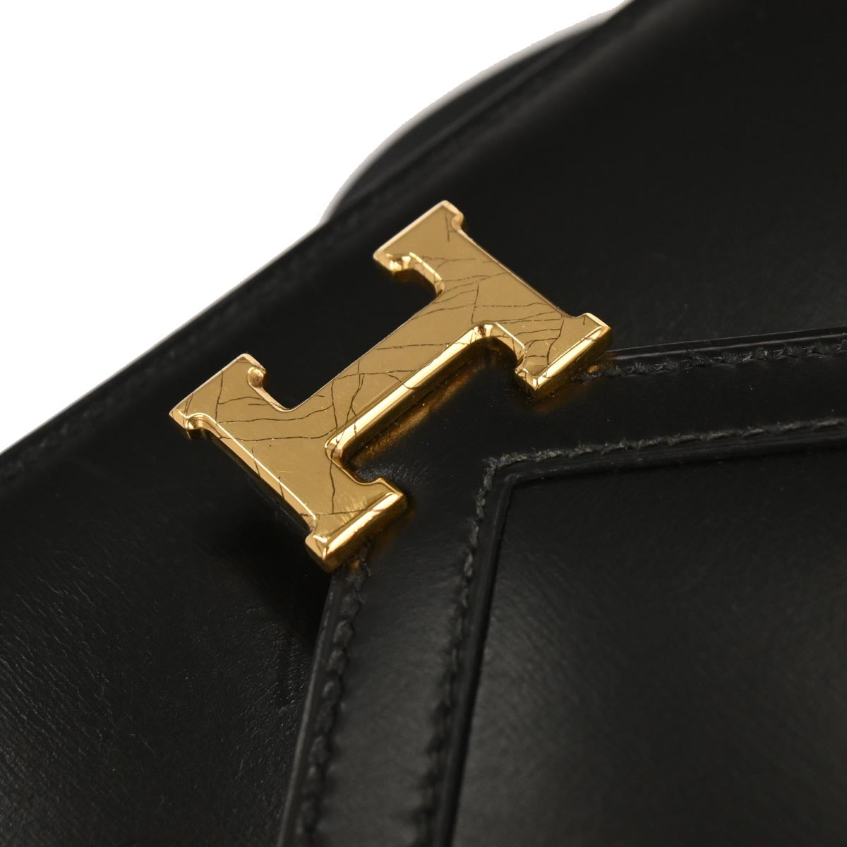 Hermes Black Box Calf Lydie Clutch Shoulder Bag