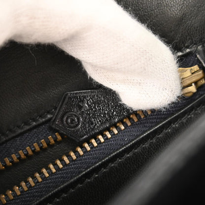 Hermes Black Box Calf Lydie Clutch Shoulder Bag