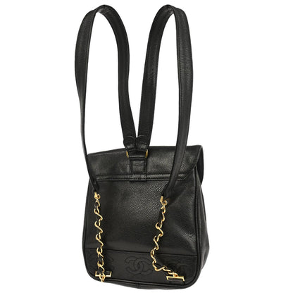 Chanel 1996-1997 Black Caviar Skin Triple CC Backpack