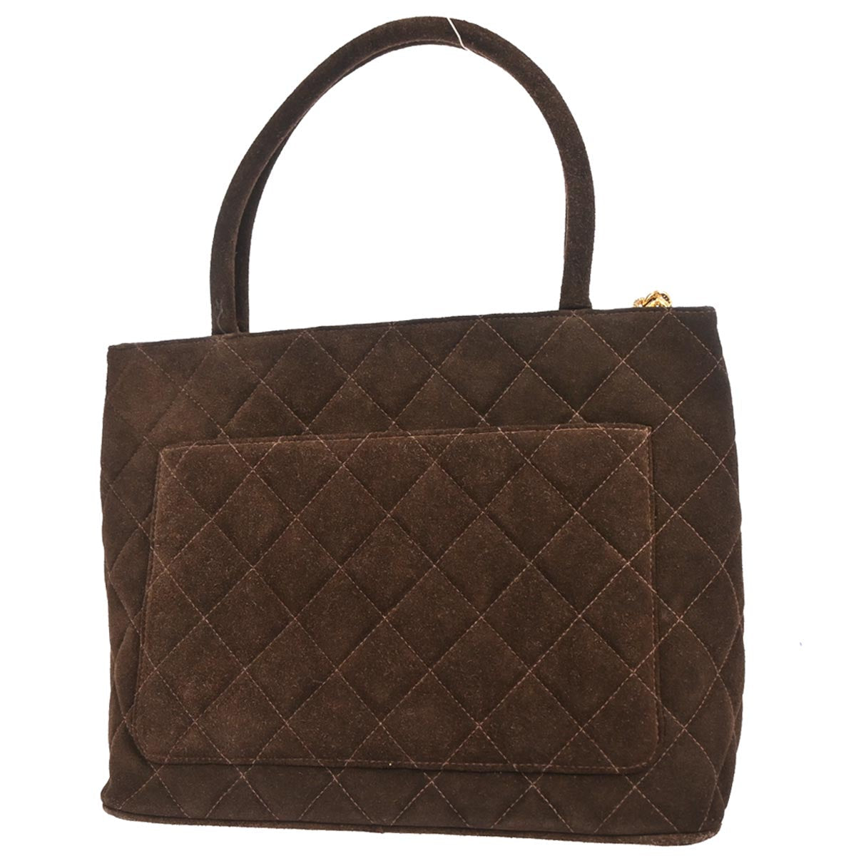 Chanel 1997-1999 Brown Suede Medallion Tote Handbag