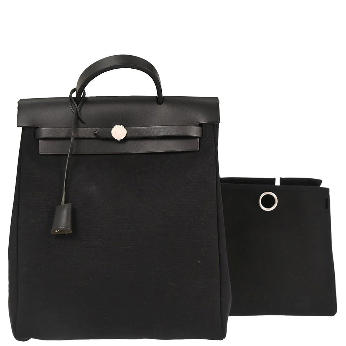 Hermes Black Toile Officier Herbag a Dos 2 in 1 Backpack