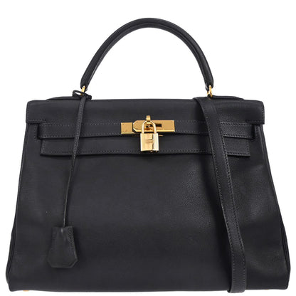 Hermes Blue Indigo Gulliver Kelly 32 Retourne 2way Shoulder Handbag