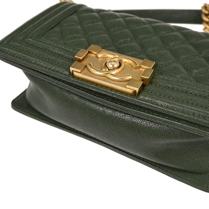 Boy Chanel 2018-2019 Green Caviar Skin Small Chain Shoulder Bag