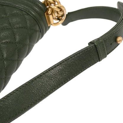 Boy Chanel 2018-2019 Green Caviar Skin Small Chain Shoulder Bag