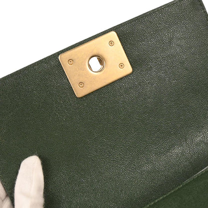 Boy Chanel 2018-2019 Green Caviar Skin Small Chain Shoulder Bag