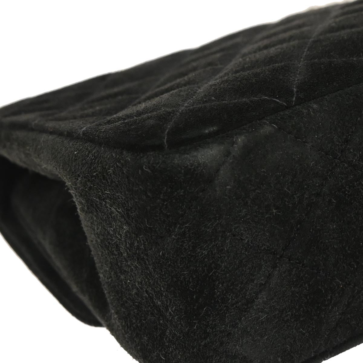 Chanel 1991-1994 Black Suede Classic Square Flap Shoulder Bag 20