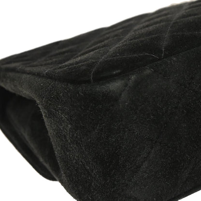 Chanel 1991-1994 Black Suede Classic Square Flap Shoulder Bag 20