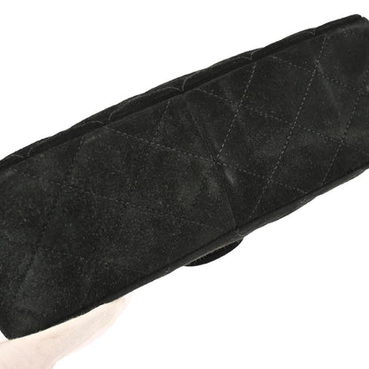 Chanel 1991-1994 Black Suede Classic Square Flap Shoulder Bag 20