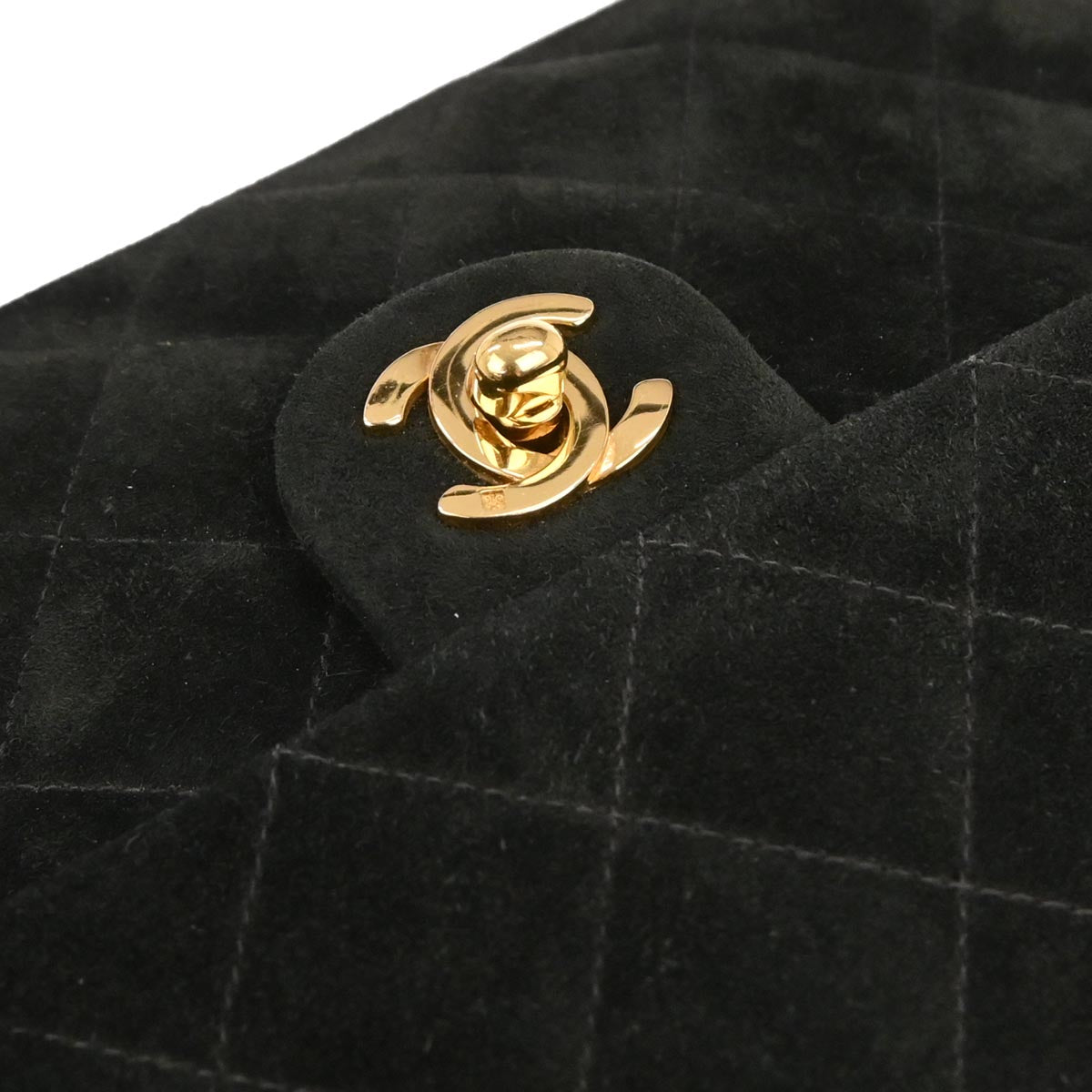 Chanel 1991-1994 Black Suede Classic Square Flap Shoulder Bag 20