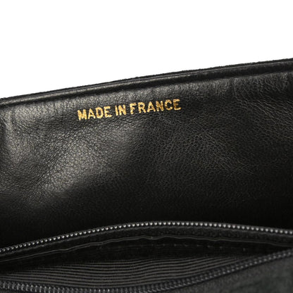 Chanel 1991-1994 Black Suede Classic Square Flap Shoulder Bag 20