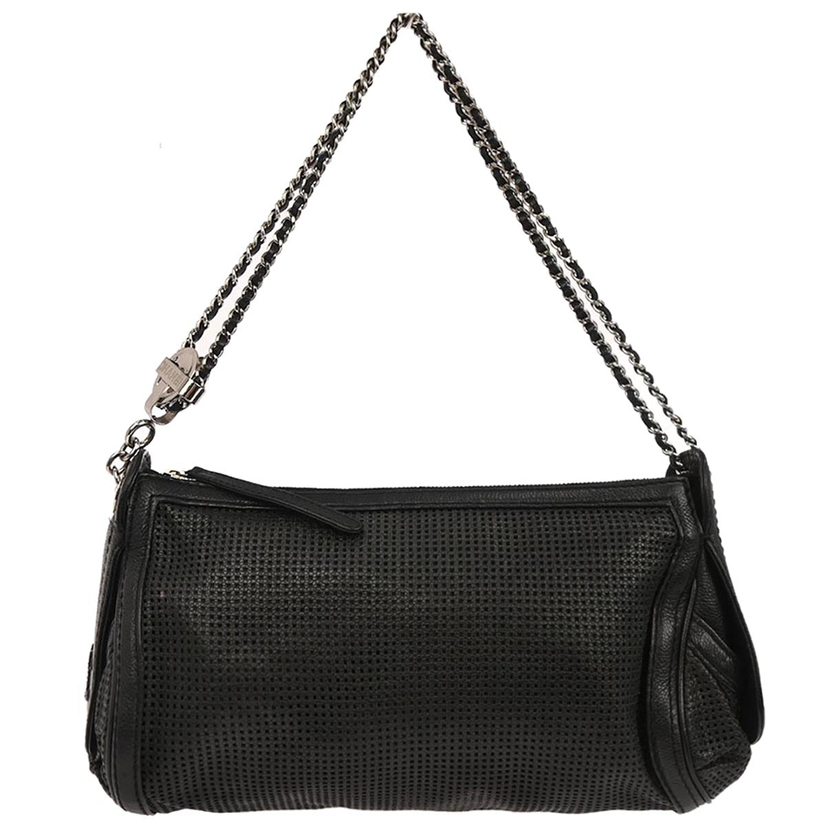 Chanel Black Perforated Caviar Skin Pulley Shoulder Bag