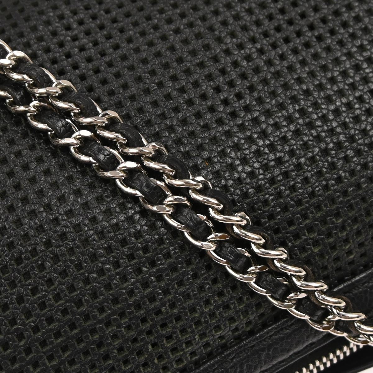 Chanel Black Perforated Caviar Skin Pulley Shoulder Bag