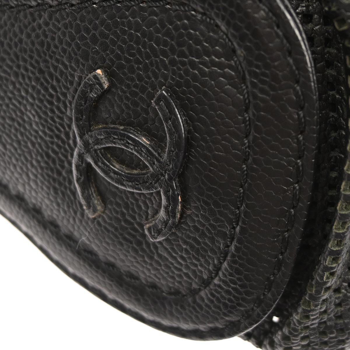 Chanel Black Perforated Caviar Skin Pulley Shoulder Bag