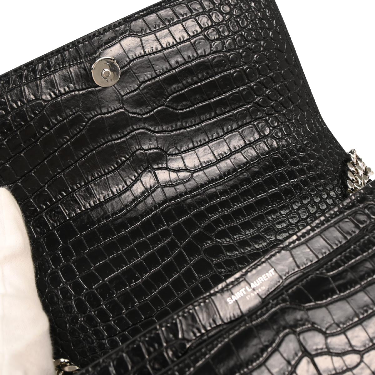 Saint Laurent Black Embossed Leather Sunset Shoulder Bag