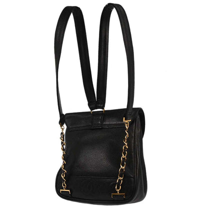 Chanel 1996-1997 Black Caviar Skin Triple CC Backpack