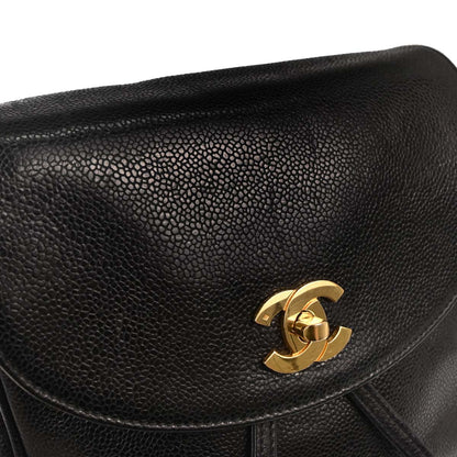 Chanel 1996-1997 Black Caviar Skin Triple CC Backpack
