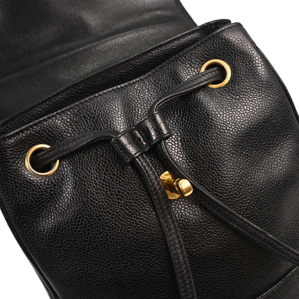 Chanel 1996-1997 Black Caviar Skin Triple CC Backpack