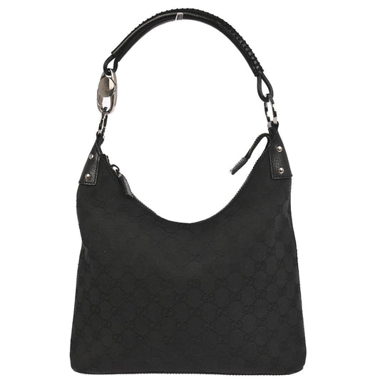 Gucci Black Canvas GG Hobo Handbag