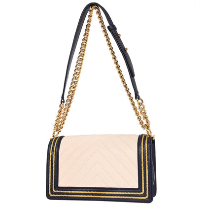 Boy Chanel 2018-2019 White Lambskin Chevron Medium Shoulder Bag