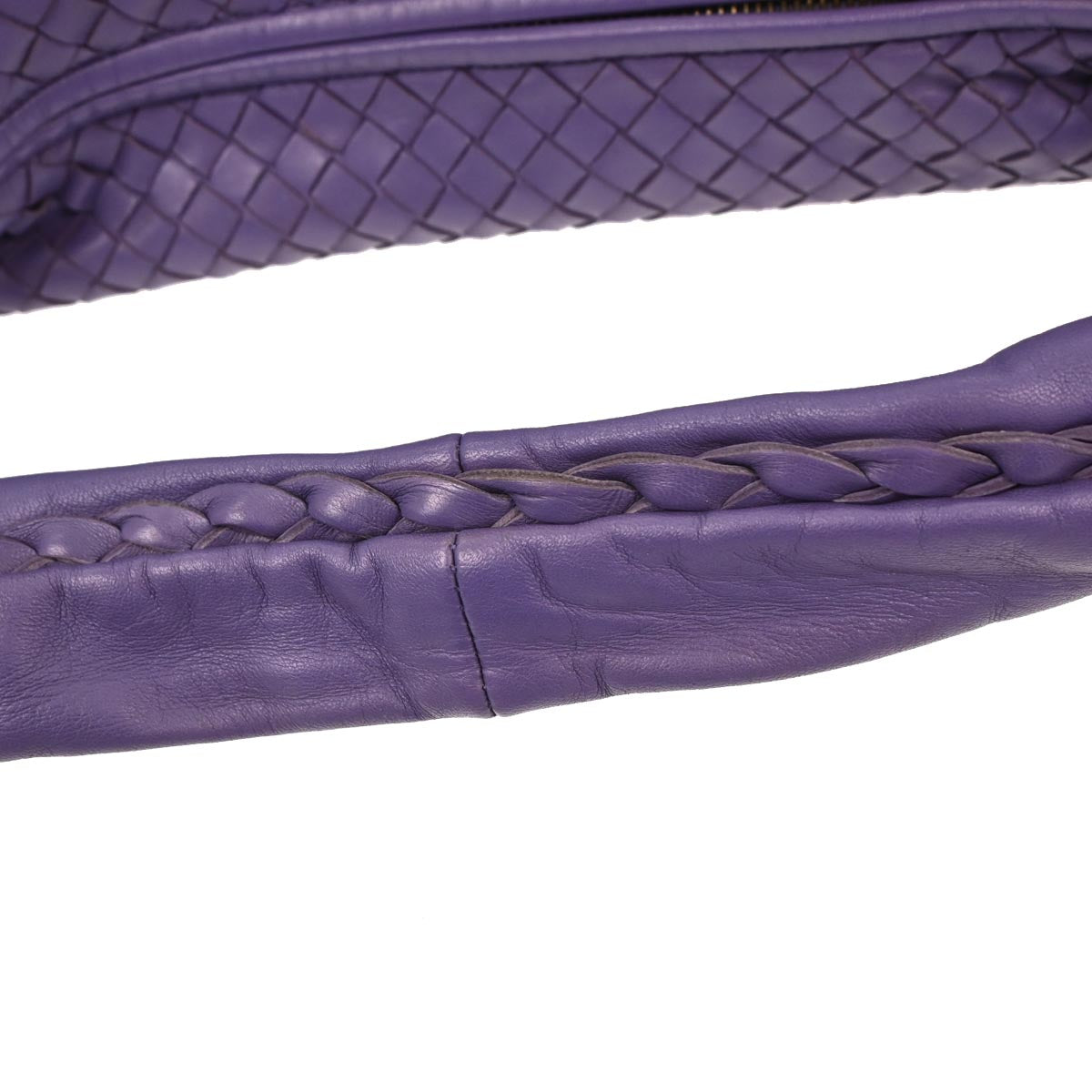 Bottega Veneta Purple Lambskin Intrecciato Hobo Handbag