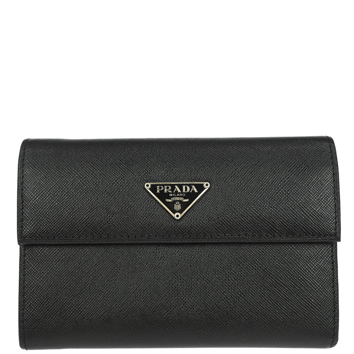 Prada Black Leather Trifold Wallet