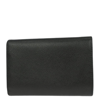 Prada Black Leather Trifold Wallet