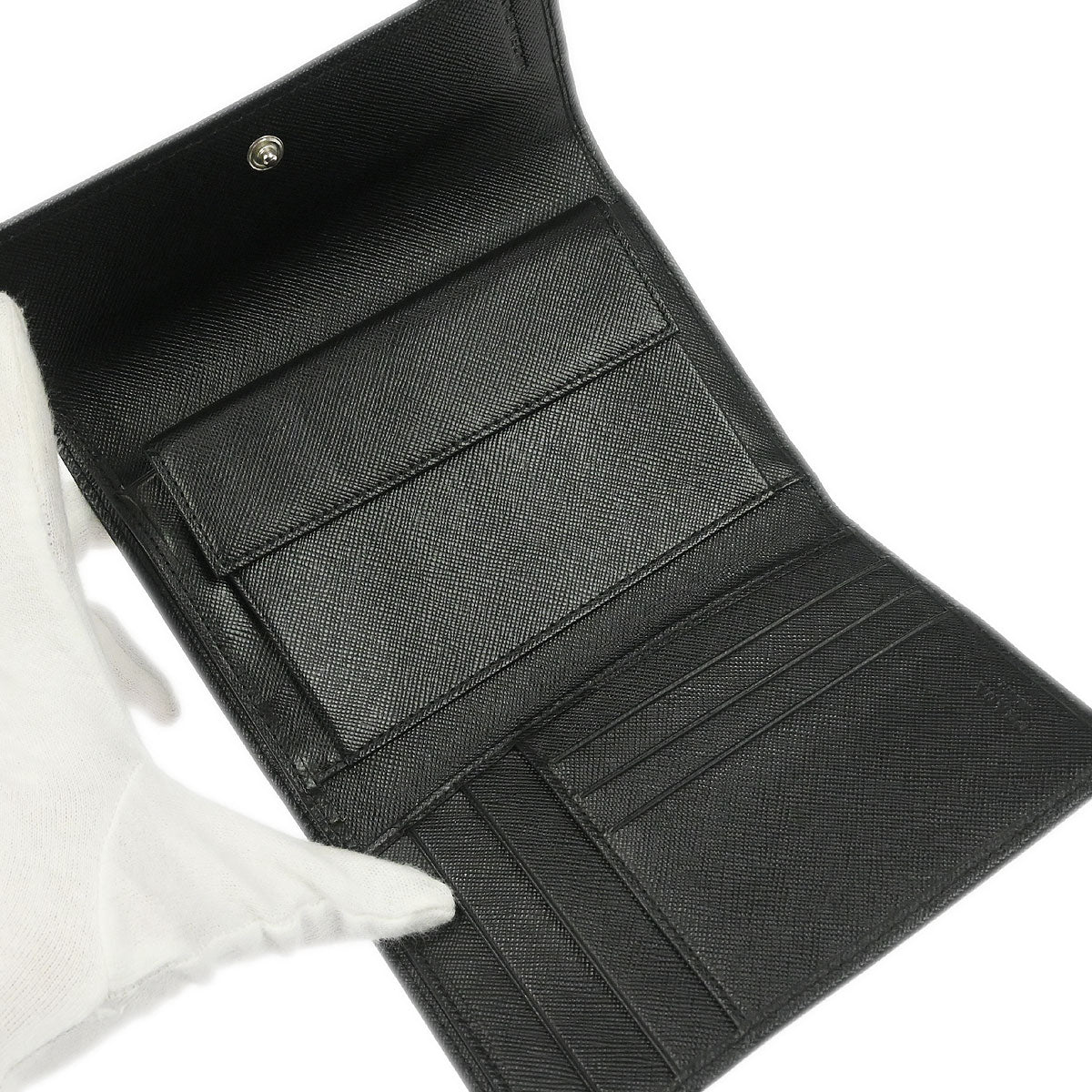 Prada Black Leather Trifold Wallet