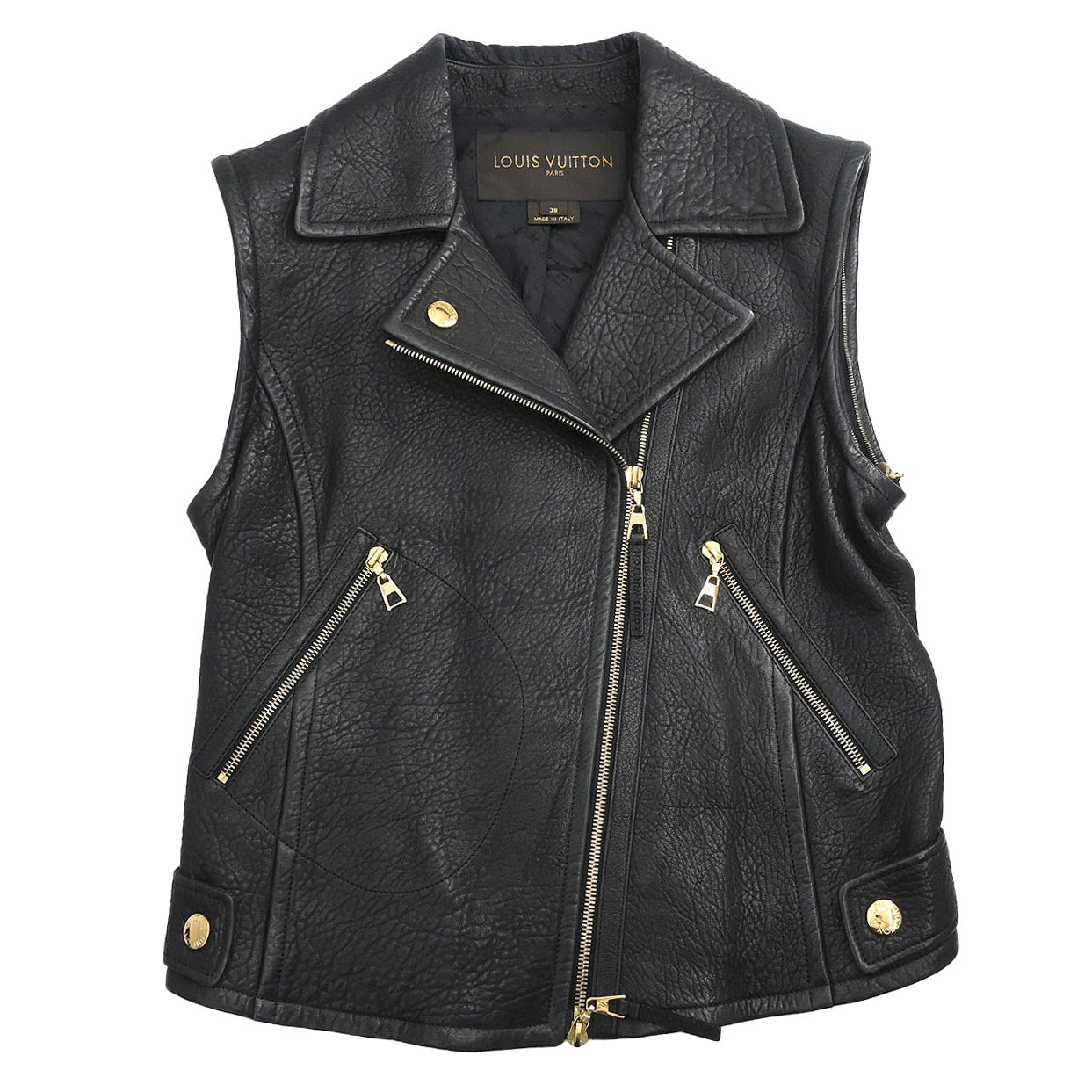 Louis Vuitton 2012 Single Breasted Lambskin Jacket Black #38