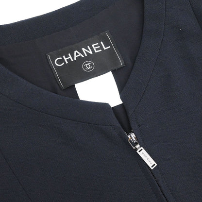Chanel 1999 Single Breasted Zip Up Jacket Navy #38